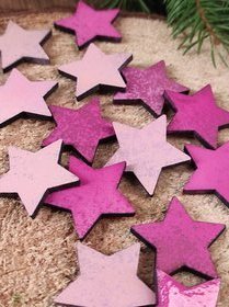 Wooden Christmas decorations, Wooden stars 3 cm-12 pcs / pack