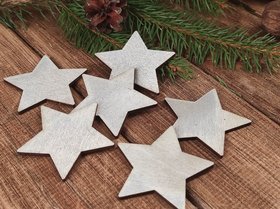 Wooden Christmas decorations, Wooden stars 6 cm-6 pcs / pack