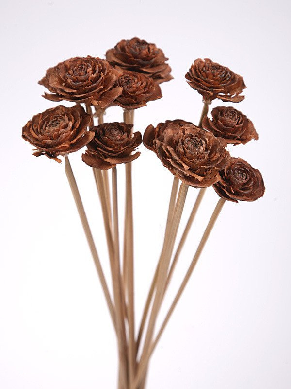 Bouquet of 12 Cedar Wood Roses Floral Picks Natural decorations on