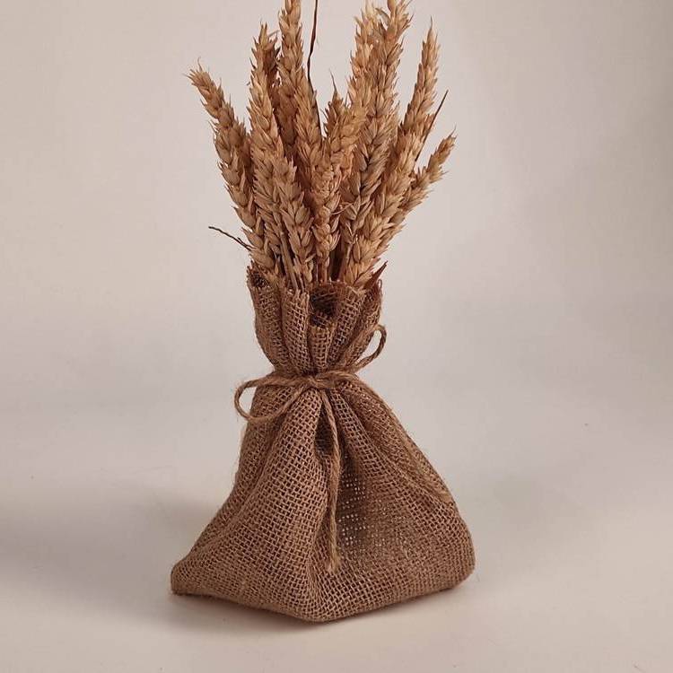 Bouquet of grass, natural grain in a jute bag 25-30 cm