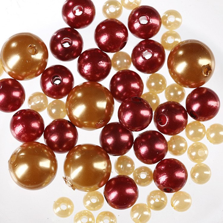 Pearls, decorative beads 50g, brown, gold, cream 