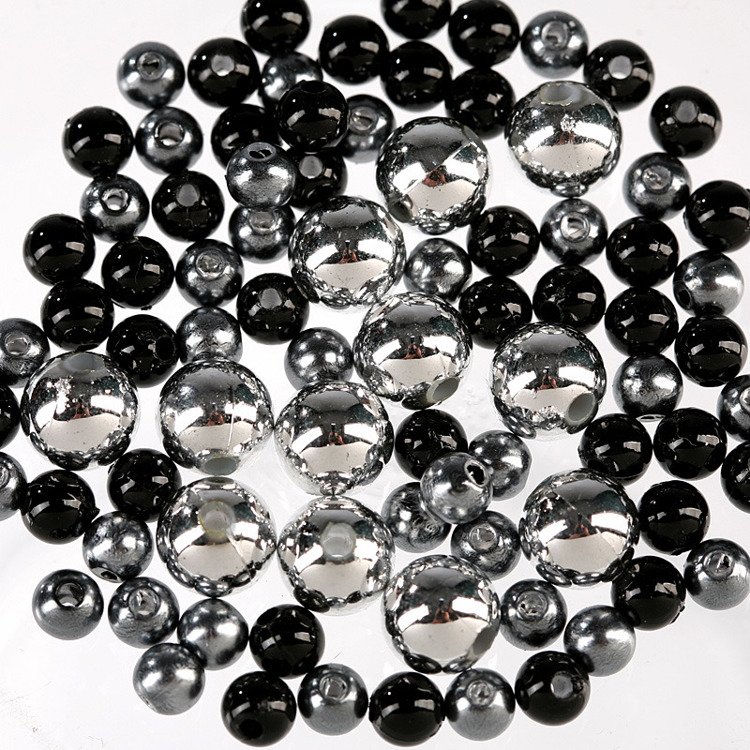 Pearls, decorative beads 50g silver and black 