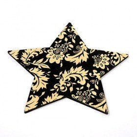 Kleiderbügel, schwarzer hölzerner dekorativer Stern mit goldenen Verzierungen 16 cm