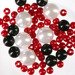 Perlen, Zierperlen 50g rot weiß schwarz 