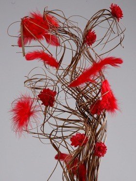 Bukiet do wazonu kręcone trawy z  suszonymi kwiatami sola -czerwony ok 40-50 cm