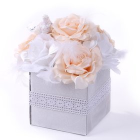 Bukiet ślubny w pudełku flower box ok 20 cm