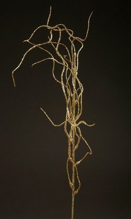 Willow branch with glitter, artificial flower leaf GOLD 42 cm