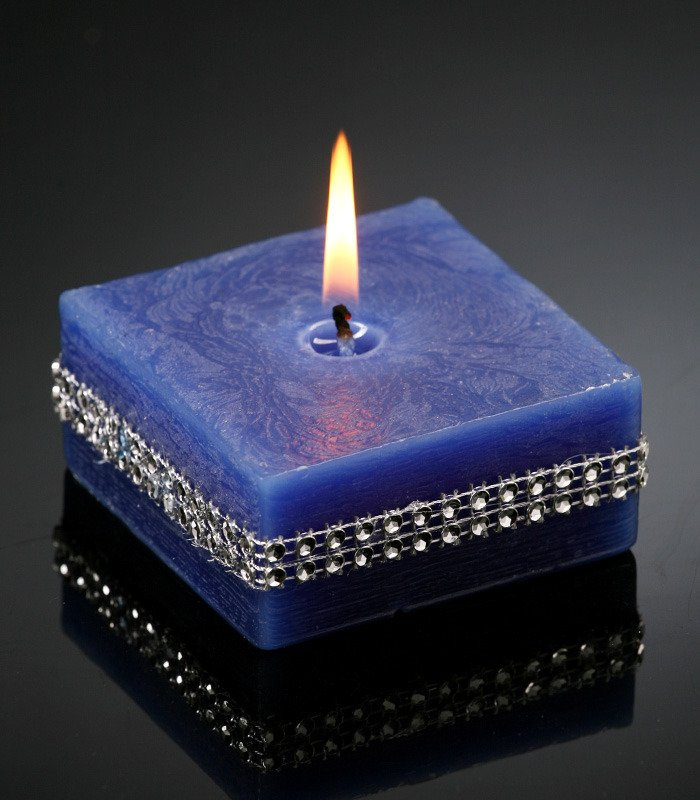 Candle with diamonds navy blue 80 / 80 mm candles \ figurki candles