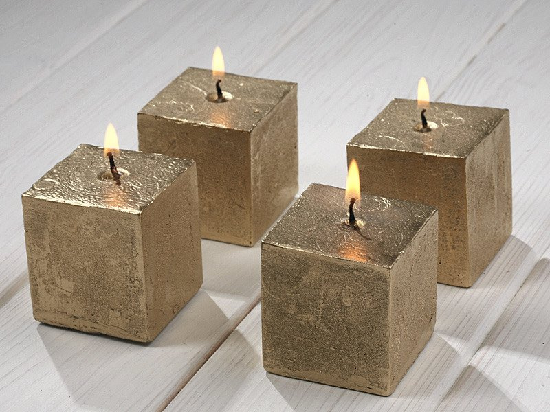 Set of 4 gold candles candles \ rustykalne zapachowe potpourri