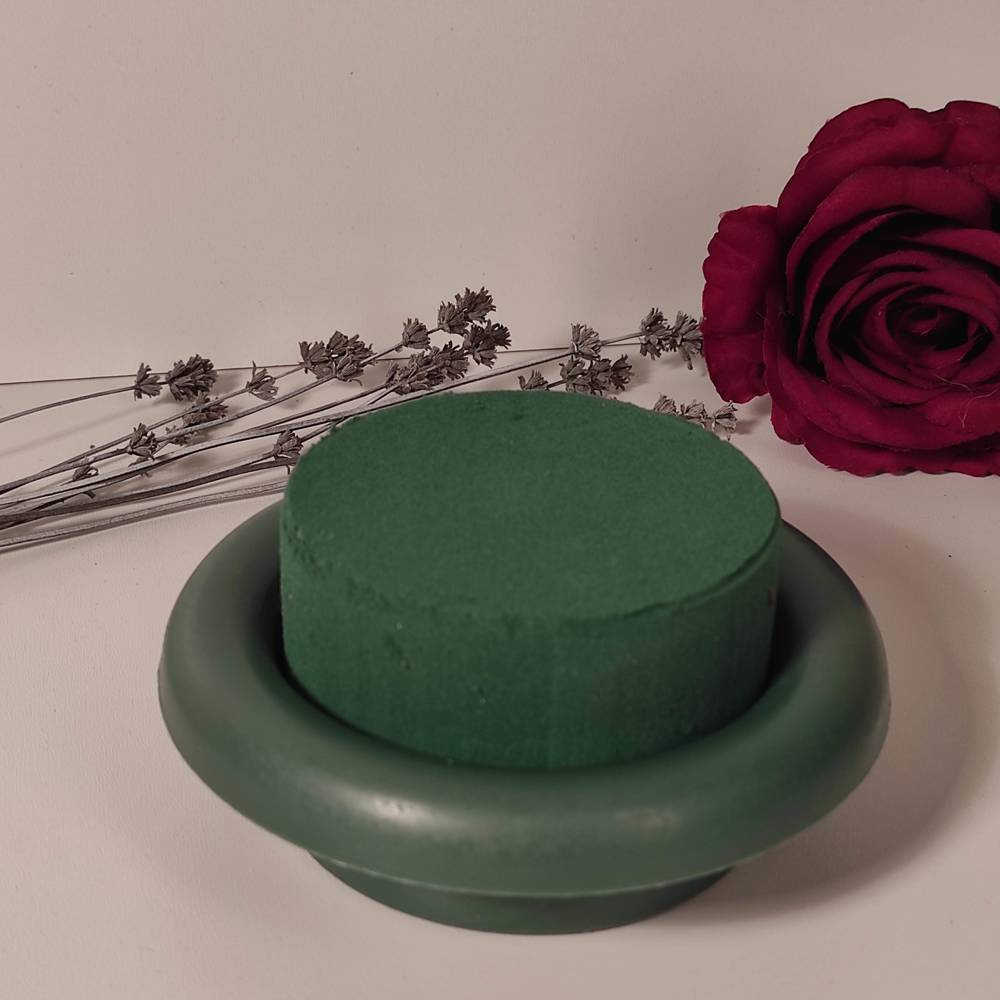 Sponge florist on a white base Sponge wet floristic foam round 8 cm decoration pots \ plastic