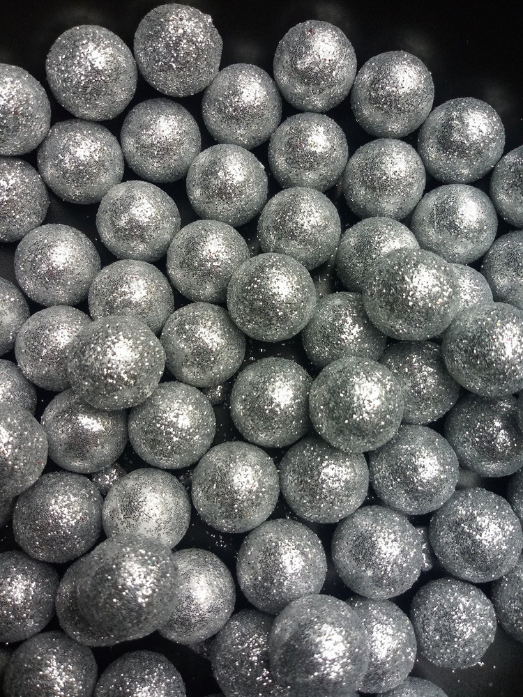 White glitter balls 15mm 24 / pack pearls beads crystals