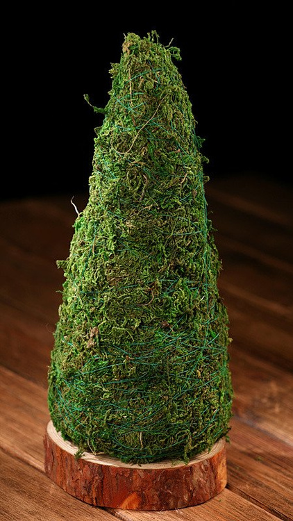 Christmas tree made of moss, wood slice 12/24 cm