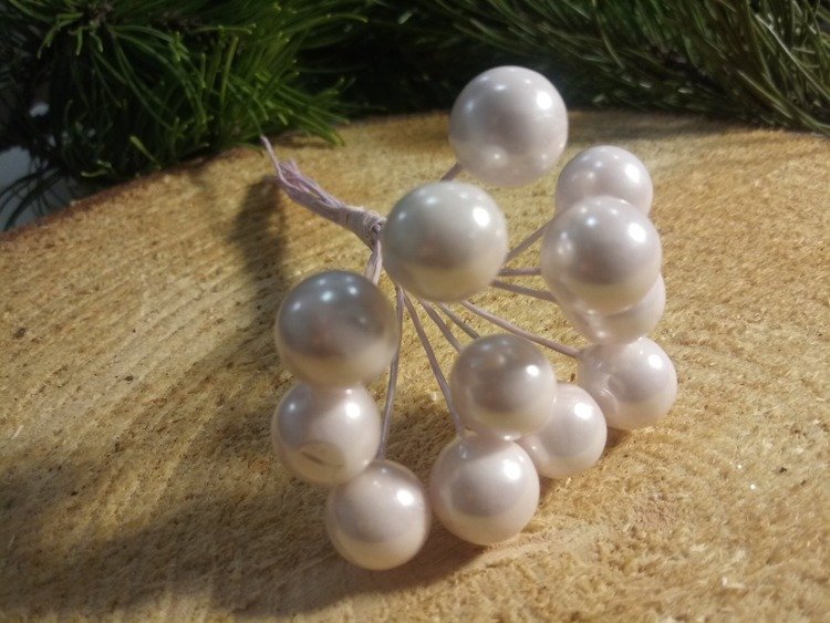 Pearls beads on a wire, lilac bundle 10mm / 10cm, beads price for a bundle of 12 pcs