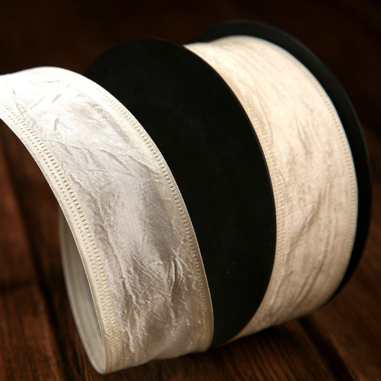Ribbon taffeta with wire width 40 mm, length 10 m cream