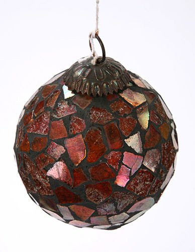 Rose-pink glass ball, mosaic, 7 cm