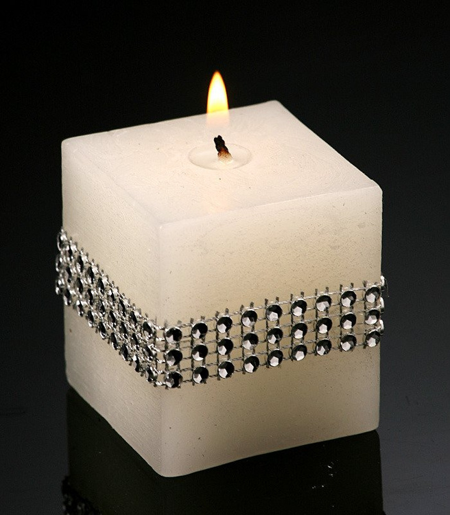 Rustic candle with diamonds white 50/50 mm candles \ figurki candles
