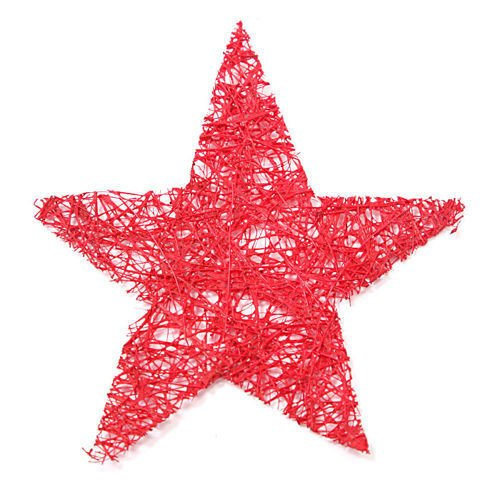 Set of sisal, glittered stars, 12 pcs/pkg, 12 cm, claret