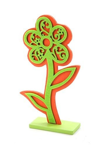 Wooden flower with felt applique - orange-green ca. 25 cm