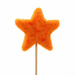 Orange felt star on stick 8 cm/30 cm