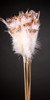 Set of 6 gold glittered white feathers on sticks  34cm