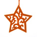 Wooden star hanger covered with orange suede 15 cm