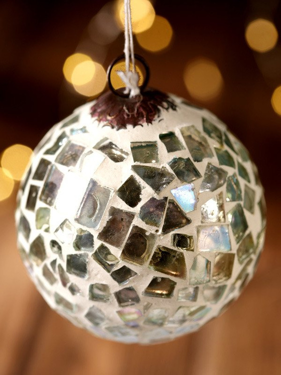 Glasskugel, Msaik, 6 cm, silbern