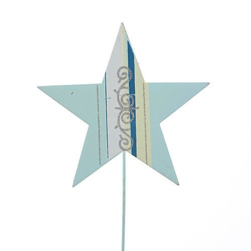 Metallstern am Stiel 32 cm himmelblau