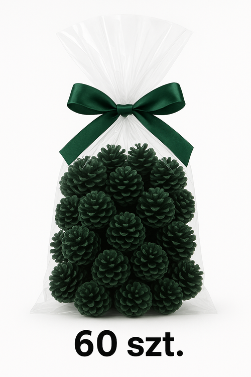 Szyszki dekoracyjne ciemnozielone 60 szt – naturalne ozdoby świąteczne do stroików i wianków – GrandDeco