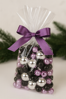 Pearls, decorative beads 50g violet silver black