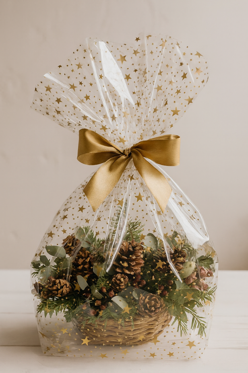 Foil film 50 x 70 cm with a stars, 50 sheets/pkg - gold