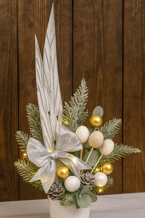 Drewniane gałązki Rambuttam srebrne – komplet 2 szt. (35 cm)