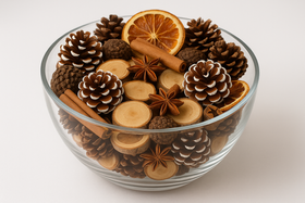 Winter potpourri with cinnamon, pine cones, anise