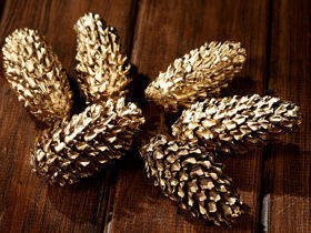 Gold Spruce Cones 6pcs/pkg