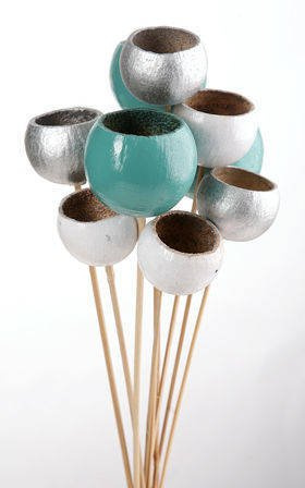 Strauß des Bell Cups, 9 Stücke, weiß-azurblau-silbern