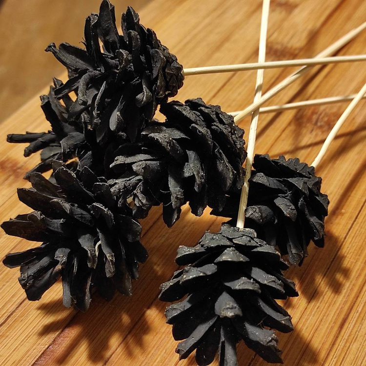 Cones on a wooden peak black 6 pcs / pack 