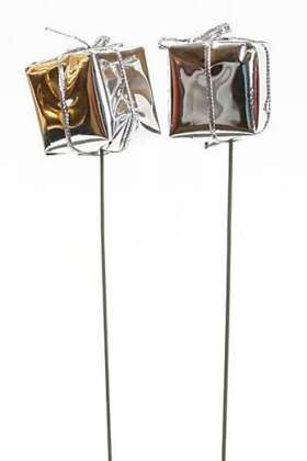 Gifts on wire, 6 pcs/pkg - silver