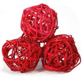 Rattankugeln, Durchmesser 5-6 cm, 6 Stücke, rot