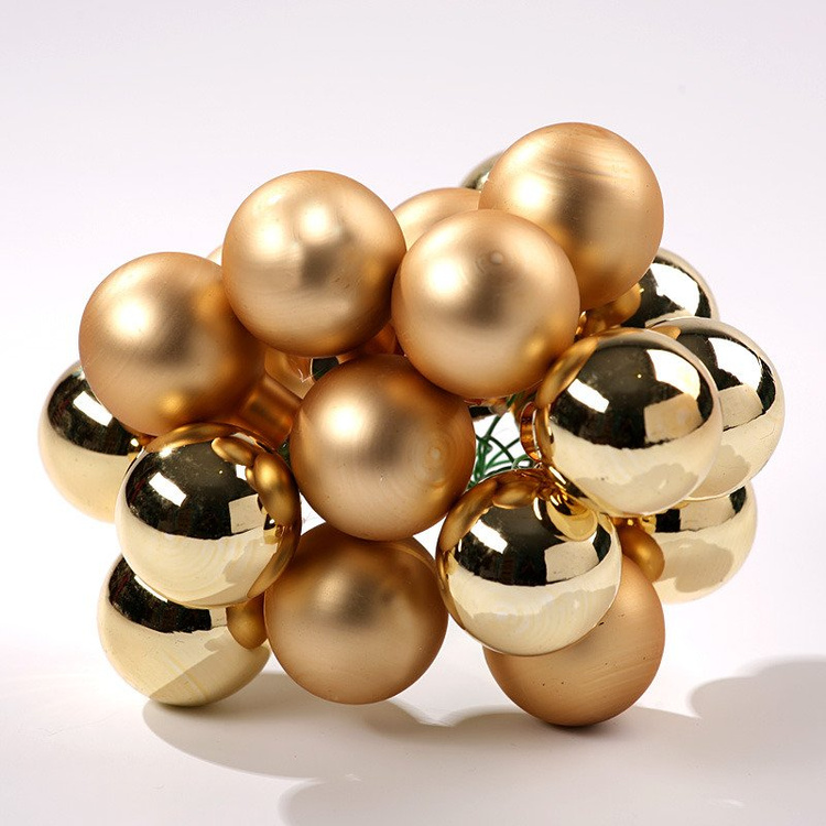 Glaskugeln am Draht, 20-30 mm, golden, glanzlos/glänzend, Bündel von 18 Stücken