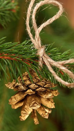 Set of 6 handmade cone-hanger gold