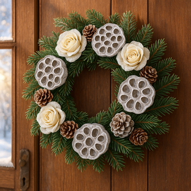 Lotus, diameter 6-8 cm, 6 pcs/pkg white lacquered