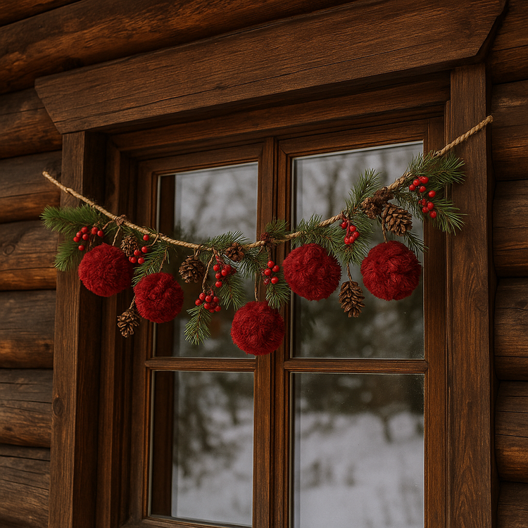 Star Flower balls, 6-7 cm, red