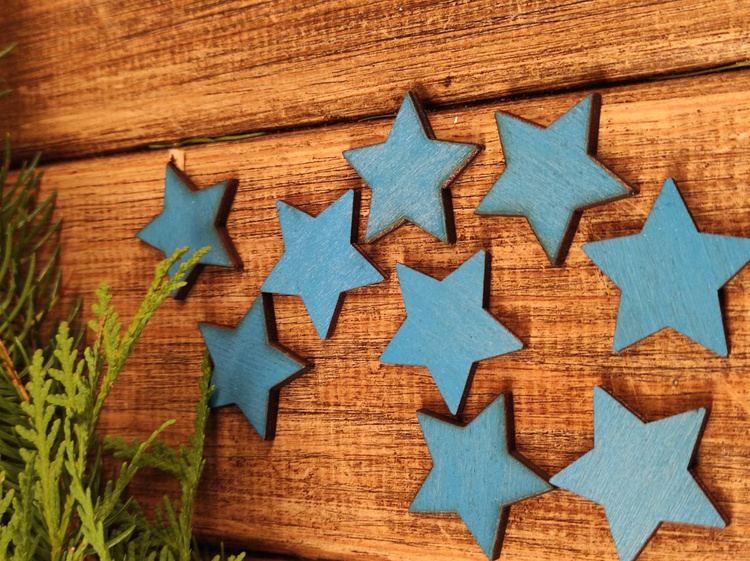 Wooden Christmas decorations, Wooden stars 3 cm-12 pcs / pack