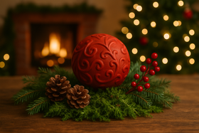 Red ceramic ball, 8,5 cm