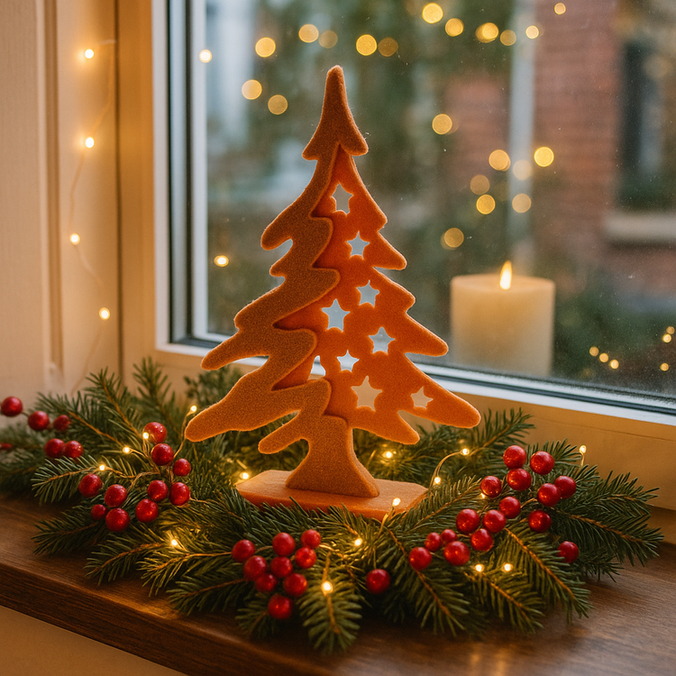 Filzweihnachtsbaum, 15 cm, orange