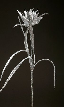 EXOTIC BRACELET WITH GLACES flower branch artificial leaf SILVER 28 cm