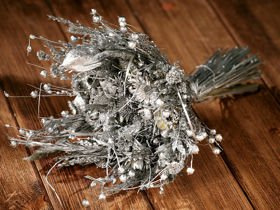 Bukiet  suszonych ziół - srebro  ok 30 cm