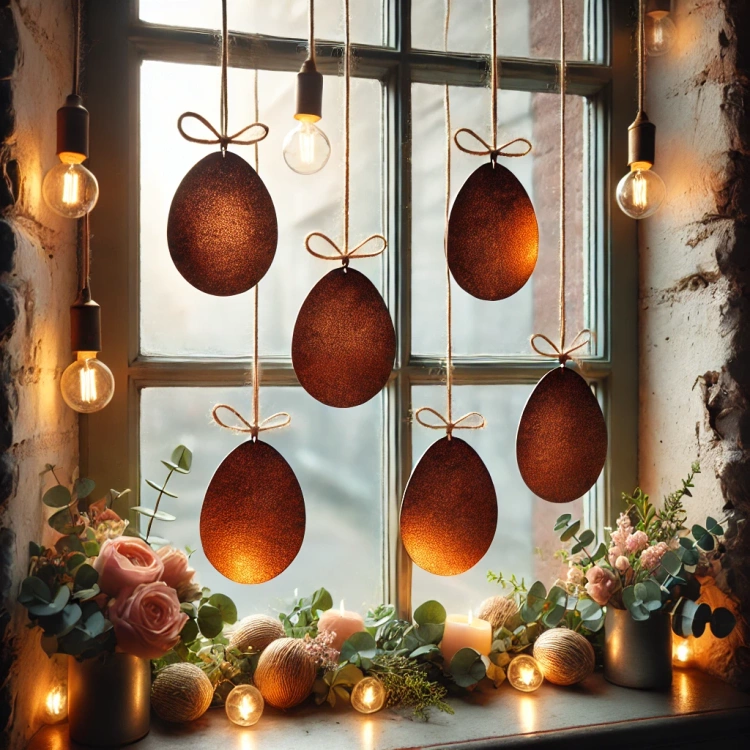 Hölzerne Ostereier wz. 2. Weihnachts-Frühlingsanhänger 80 mm / 4 Stk.