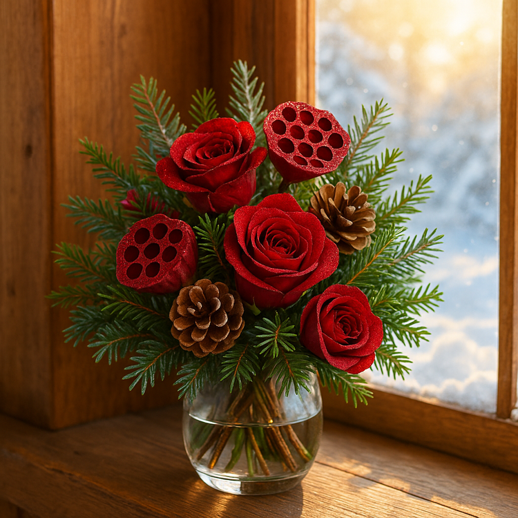 Lotus dyed diameter 6-8 cm 6 pcs/pkg red