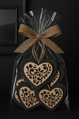 Wooden Christmas decorations Wooden hearts 6 cm-3 pcs / pack