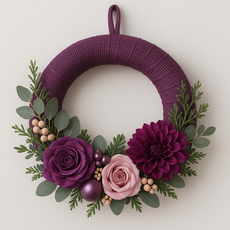 Kranz aus Jute violett ca. 25 cm